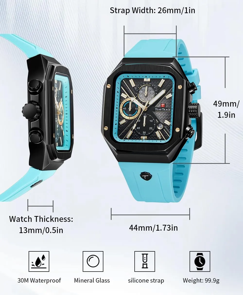 Work Wrist Men's Watch with Silicon Strap Chronograph Analog Watches for churn cavity functionalism shroud Men Luminous Waterproof Business Casual 