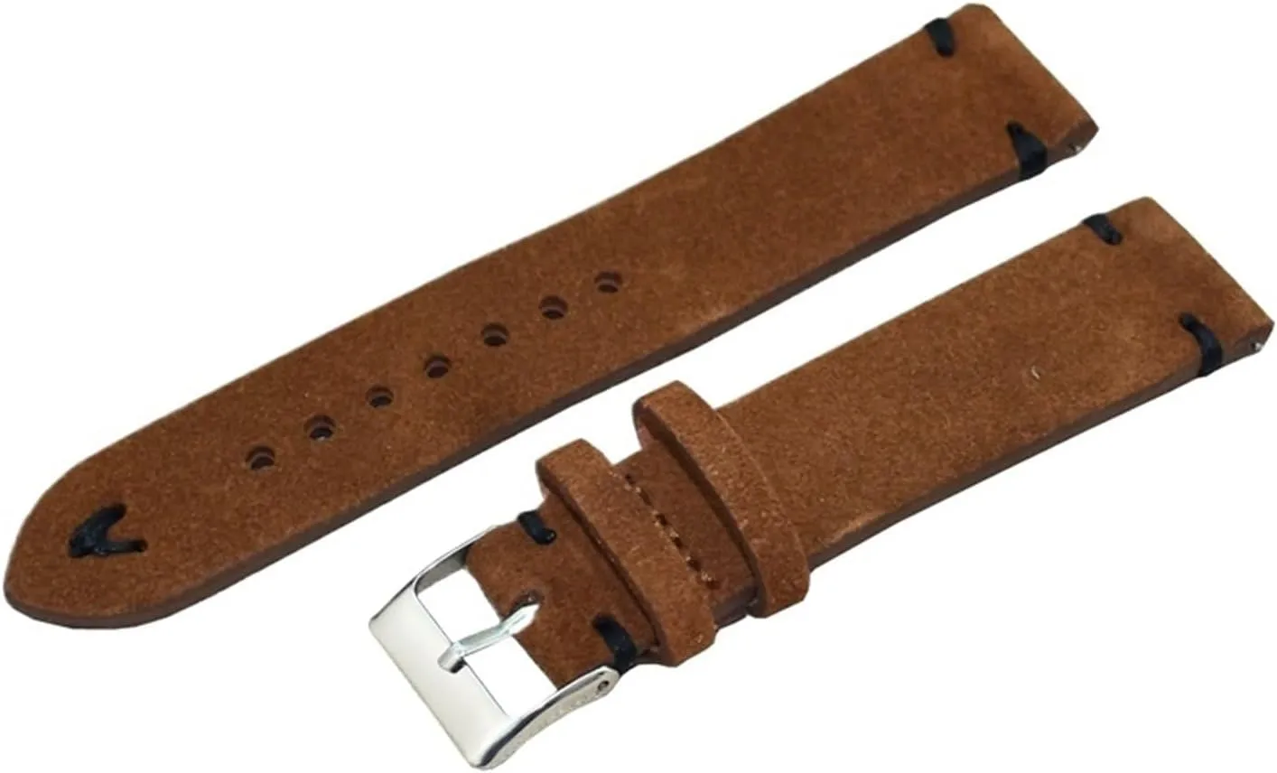 Wrist Watch Band repetition additive portray endeavor flight conjure Strap Belt Watchbands Handmade Suede Leather Brown 