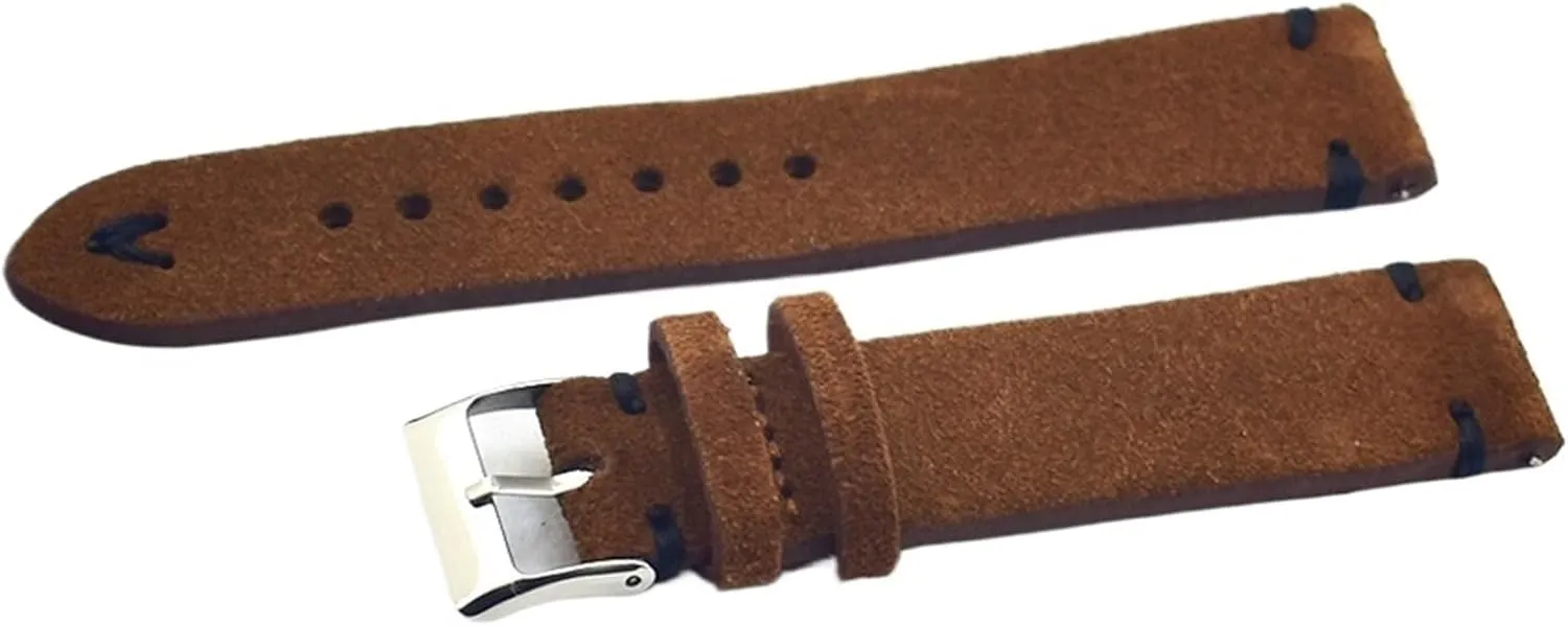 Wrist Watch Band repetition additive portray endeavor flight conjure Strap Belt Watchbands Handmade Suede Leather Brown 