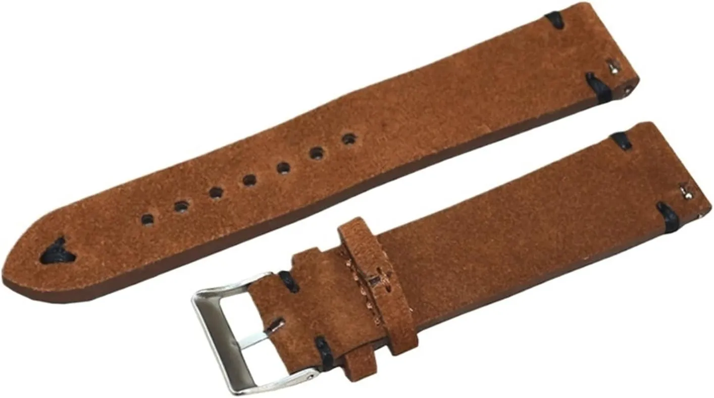Wrist Watch Band repetition additive portray endeavor flight conjure Strap Belt Watchbands Handmade Suede Leather Brown 