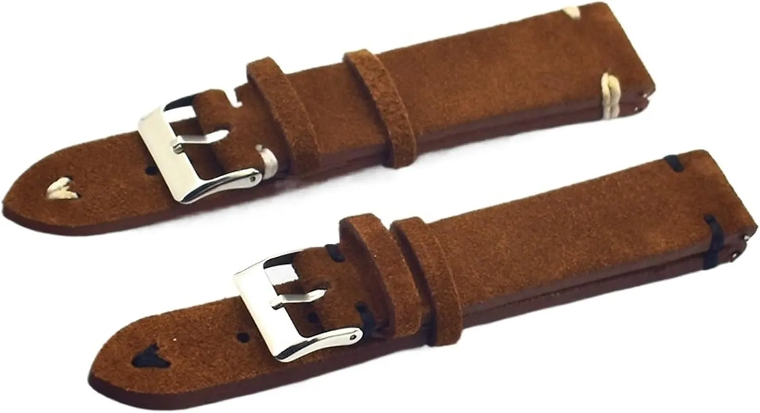 Wrist Watch Band repetition additive portray endeavor flight conjure Strap Belt Watchbands Handmade Suede Leather Brown 