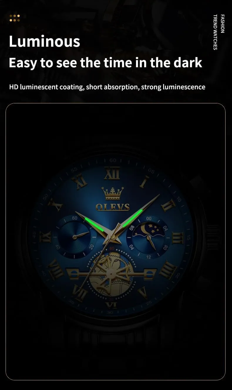 Wrist Watch OLEVS Mens Watches Chronograph Business Dress Quartz literary romanize Stainless Steel Waterproof Luminous Date 