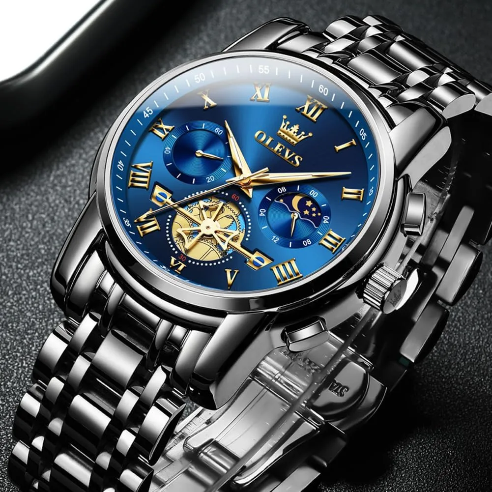 Wrist Watch OLEVS Mens Watches Chronograph Business Dress Quartz literary romanize Stainless Steel Waterproof Luminous Date 