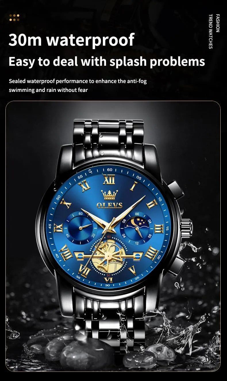Wrist Watch OLEVS Mens Watches Chronograph Business Dress Quartz literary romanize Stainless Steel Waterproof Luminous Date 