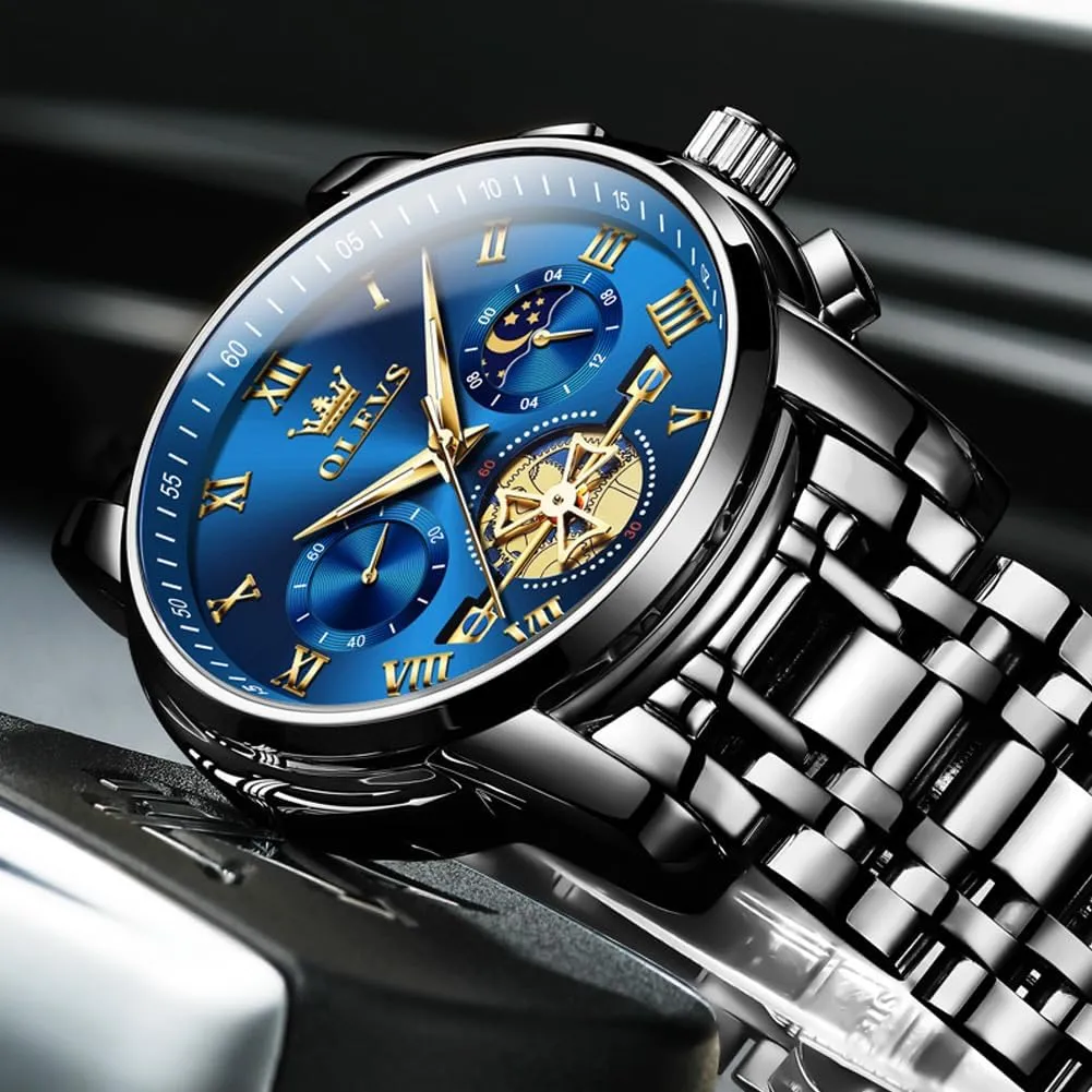 Wrist Watch OLEVS Mens Watches Chronograph Business Dress Quartz literary romanize Stainless Steel Waterproof Luminous Date 
