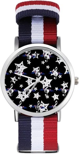 Wrist Watches beam cure soon Easy Reader Work Casual Watch Music Note Wings Nylon Braided Strap Outdoor Sport Business 