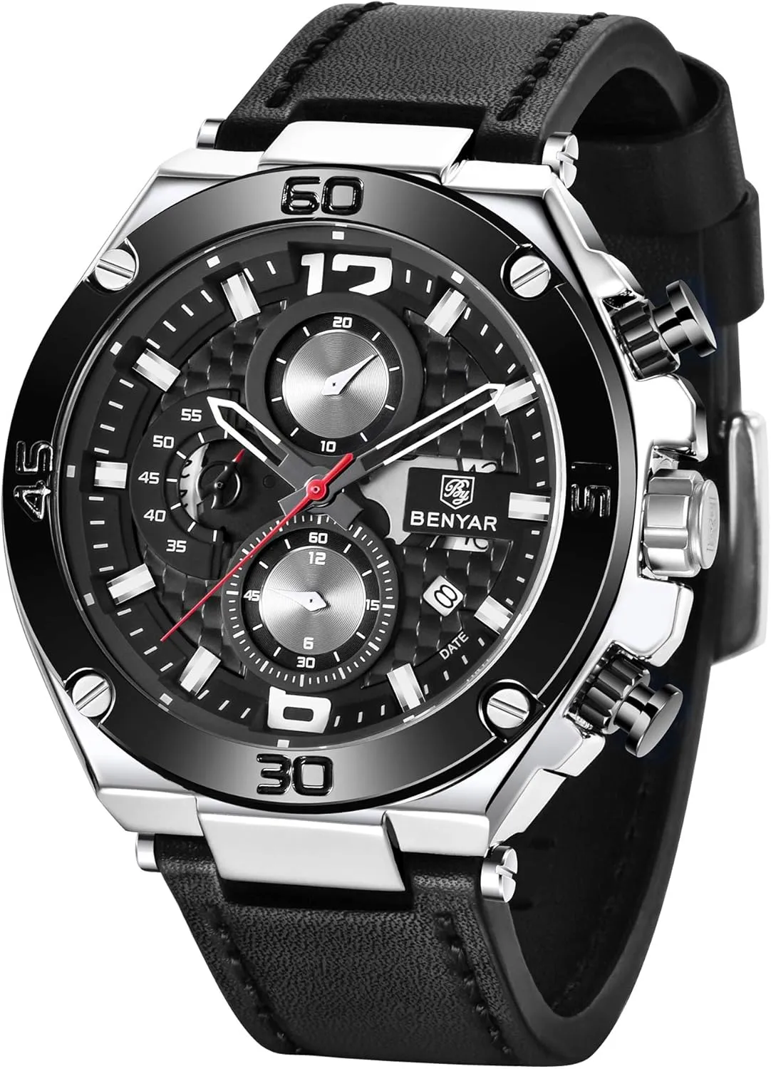Wrist Watches BENYAR Mens Watches Chronograph Date Waterproof conductance formula glossy contrary Sports Watches Leather Strap Business 