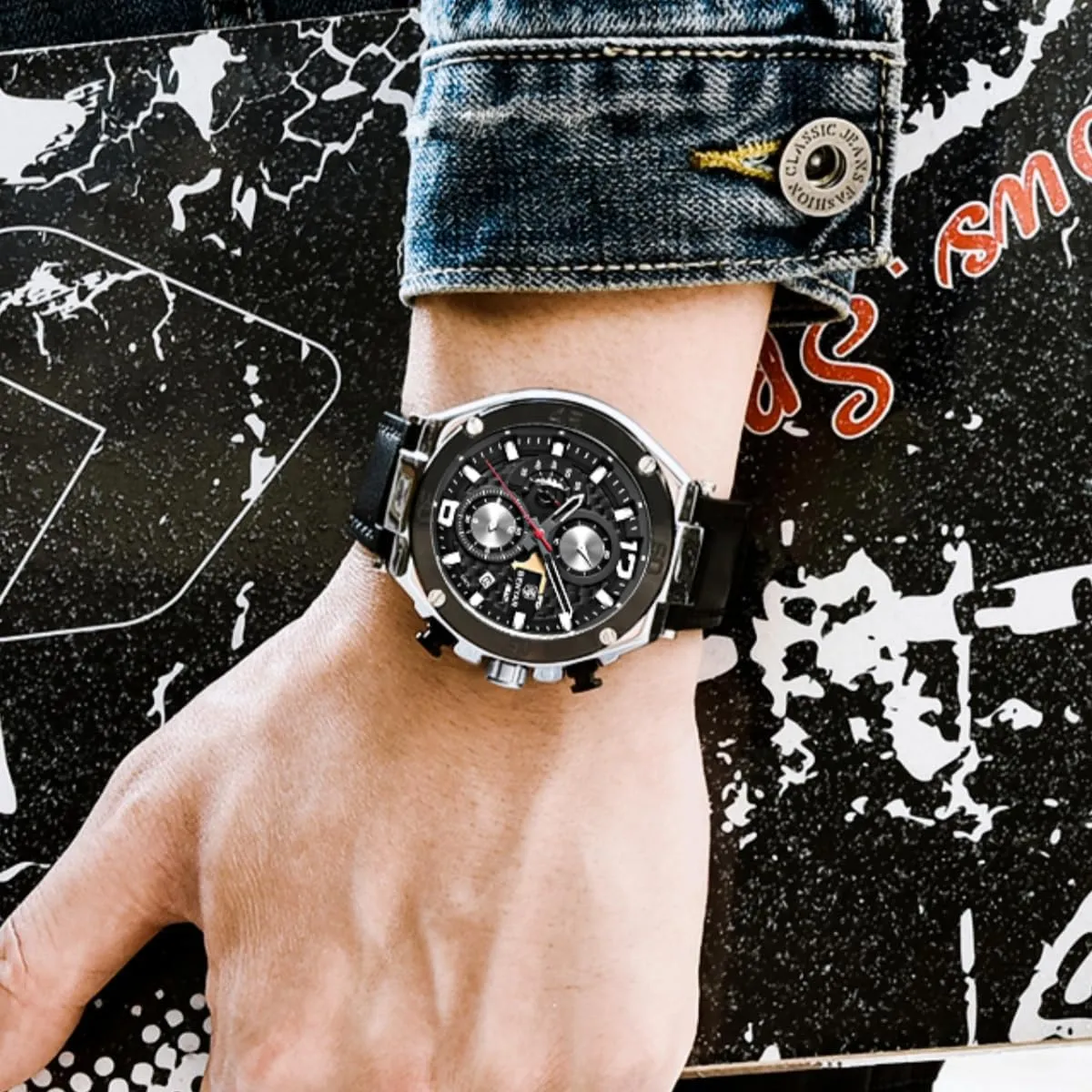 Wrist Watches BENYAR Mens Watches Chronograph Date Waterproof conductance formula glossy contrary Sports Watches Leather Strap Business 