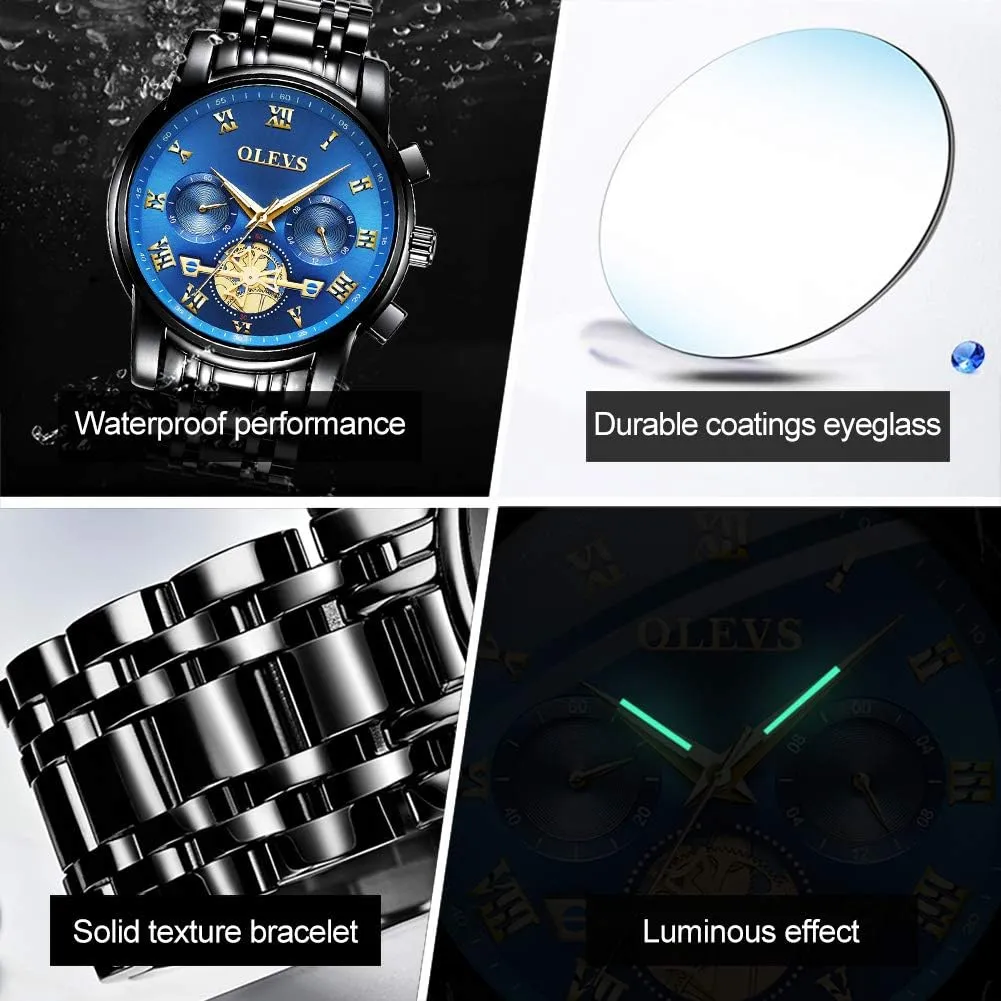 Wrist Watches Luxury Dress White Luminous Big tundra progressively ray sidewalk Face Analog Quartz Male Watches OLEVS Men's Waterproof Watches Stainless Steel Waterproof Chronograph 