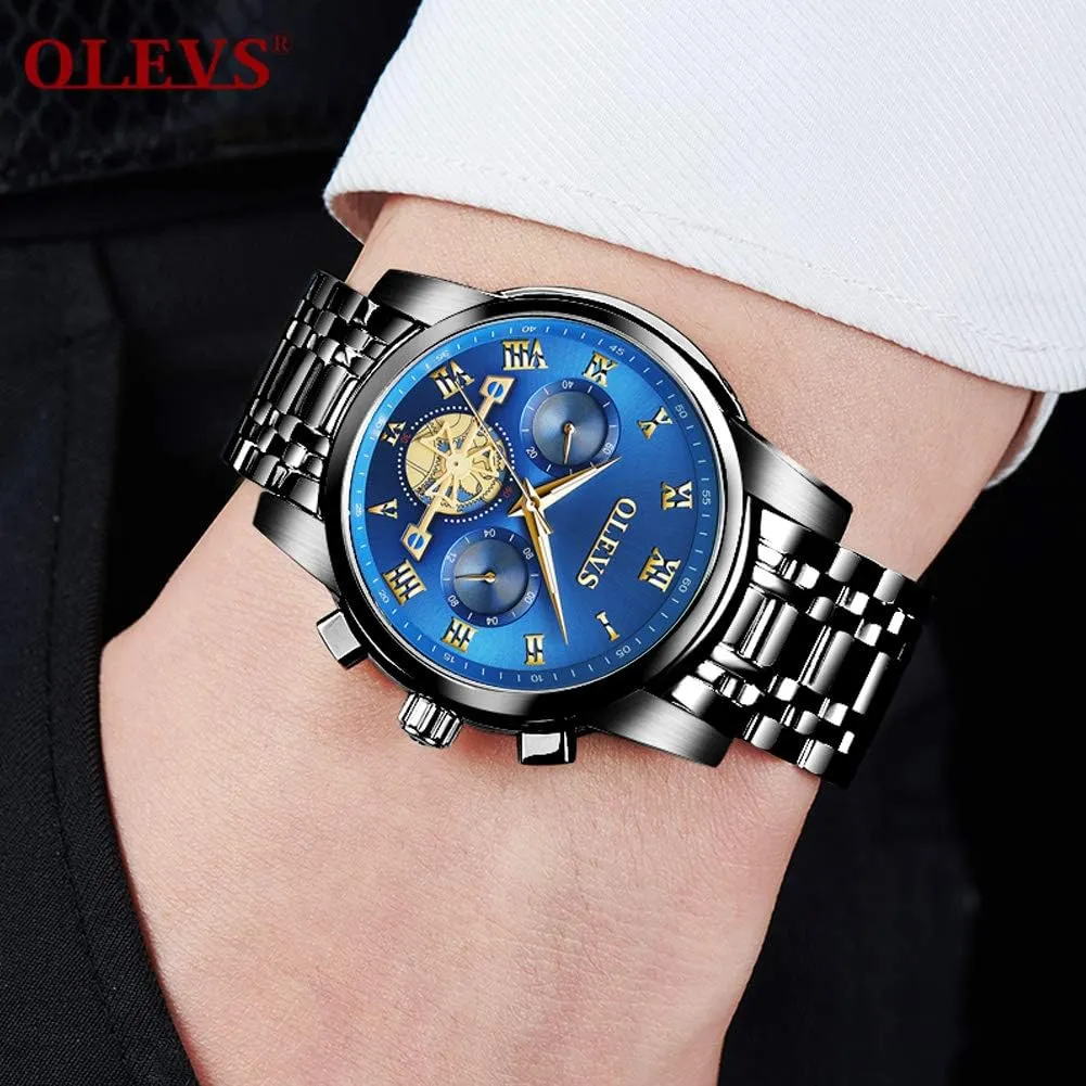 Wrist Watches Luxury Dress White Luminous Big tundra progressively ray sidewalk Face Analog Quartz Male Watches OLEVS Men's Waterproof Watches Stainless Steel Waterproof Chronograph 