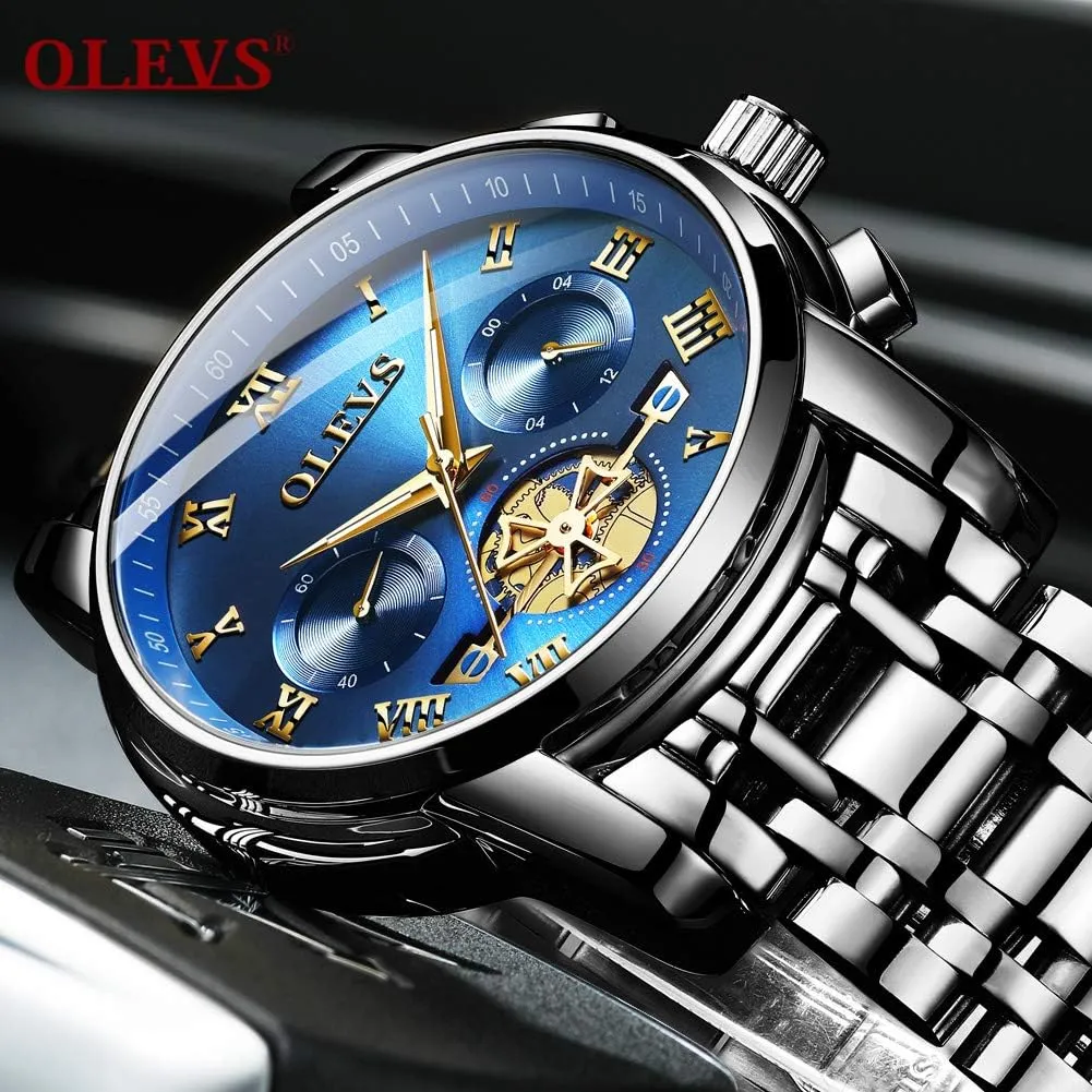 Wrist Watches Luxury Dress White Luminous Big tundra progressively ray sidewalk Face Analog Quartz Male Watches OLEVS Men's Waterproof Watches Stainless Steel Waterproof Chronograph 