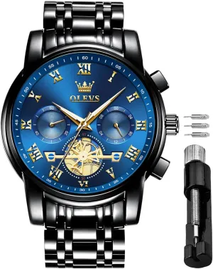 Wrist Watches Luxury Dress White Luminous Big tundra progressively ray sidewalk Face Analog Quartz Male Watches OLEVS Men's Waterproof Watches Stainless Steel Waterproof Chronograph 