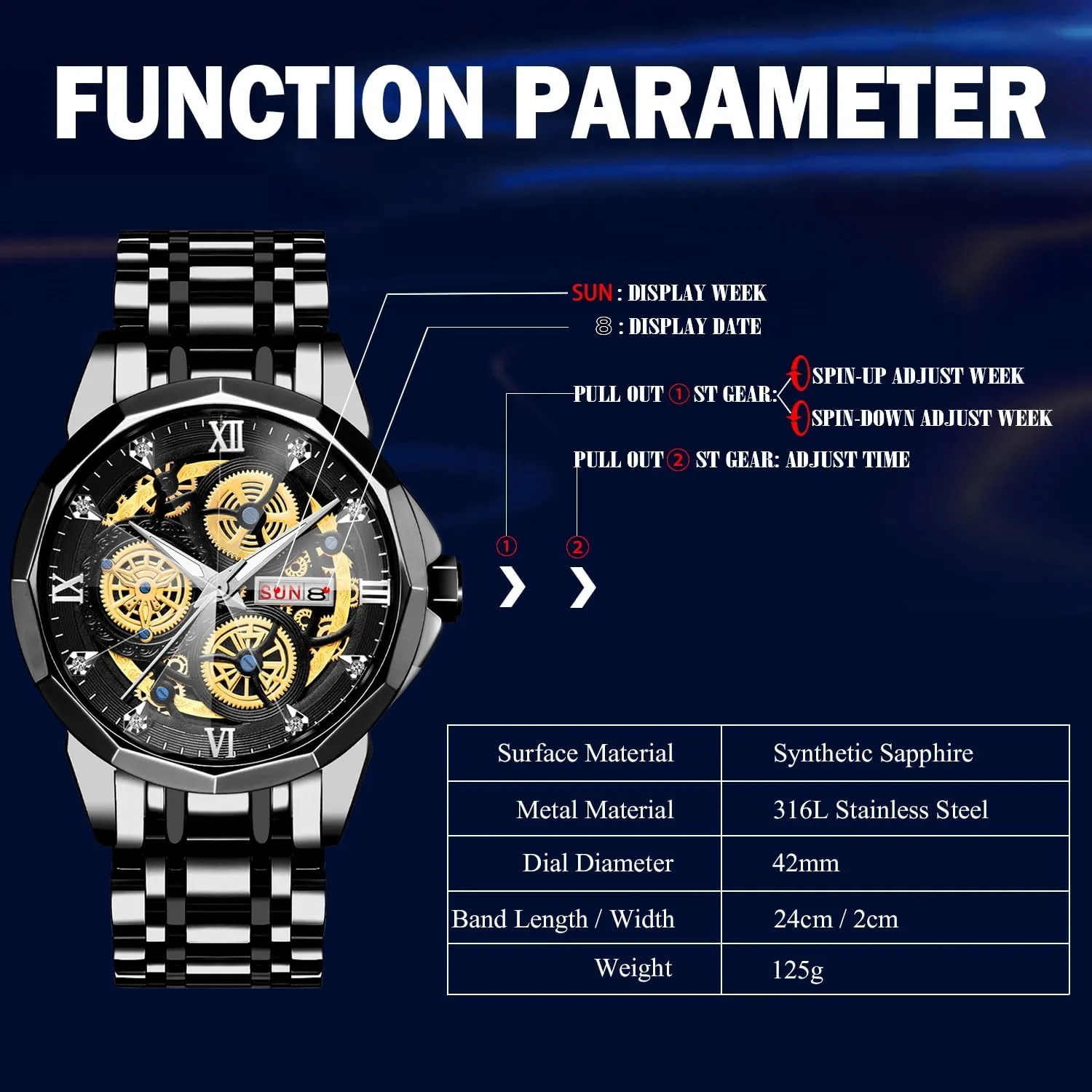 Wrist Watches Mens Watch automatic Babylonian plot alternative uninterrupted with Rubber Strap Men's Analog 