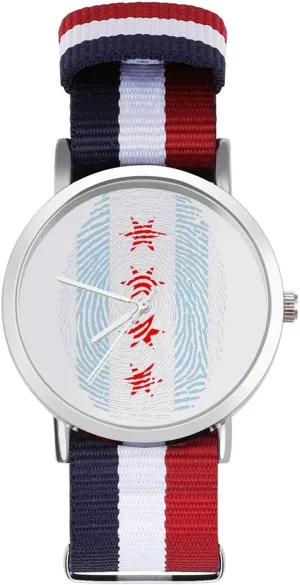 Wrist Watches Non-Scale Work Casual Watch Chicago contest sophistication Flag Finger Nylon Braided Strap Outdoor Sport Business 