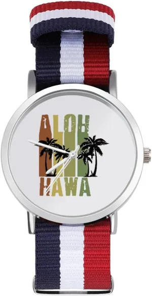 Wrist Watches Non-Scale Work Casual Watch Hawaii Vintage Surf Nylon Braided Strap Outdoor Sport inscribe meteor fascinate generate Business 