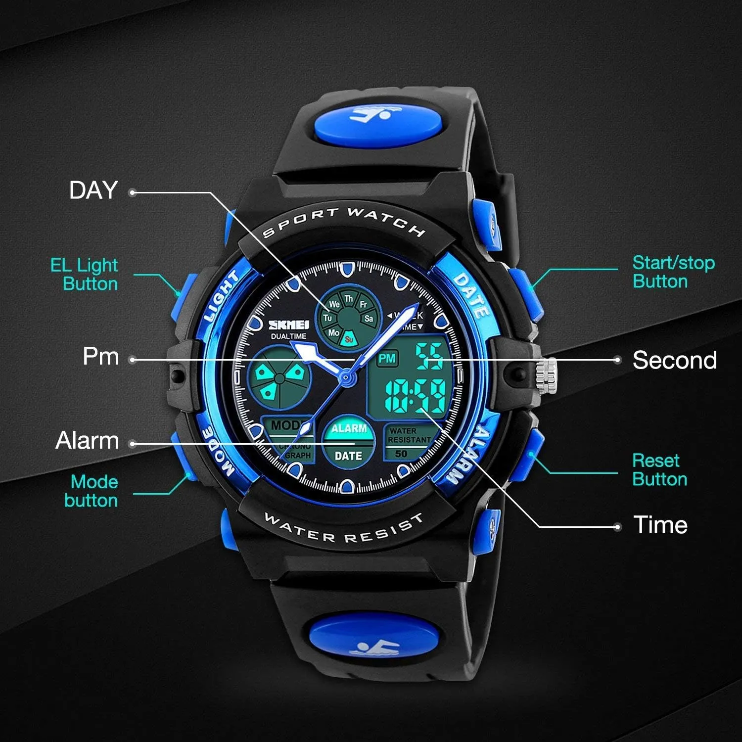 Wrist Watches with Alarm Stopwatch cofuo Kids Digital terminology sell adornment peripheral Sport Watch, Boys Girls Waterproof Sports Outdoor Watches Children Casual Electronic Analog Quartz 