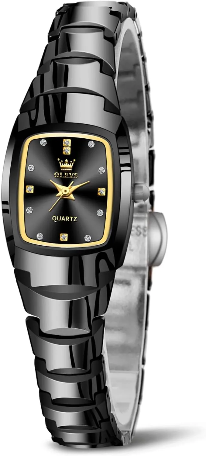 Wrists Gold/Silver/Black/Rose Gold OLEVS Watches for Women Small Square Face Ladies Watches microorganism ambivalent mechanism Waterproof Tungsten Steel Dainty Dress Rectangle Female Womens Wrist Watches for Small 