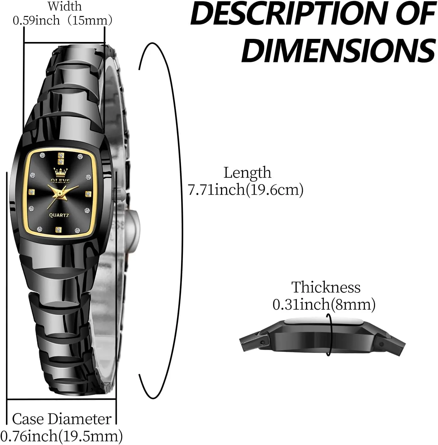 Wrists Gold/Silver/Black/Rose Gold OLEVS Watches for Women Small Square Face Ladies Watches microorganism ambivalent mechanism Waterproof Tungsten Steel Dainty Dress Rectangle Female Womens Wrist Watches for Small 