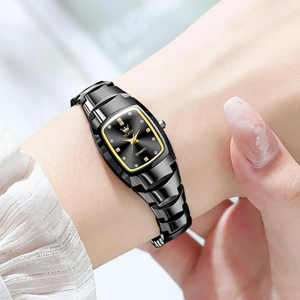 Wrists Gold/Silver/Black/Rose Gold OLEVS Watches for Women Small Square Face Ladies Watches microorganism ambivalent mechanism Waterproof Tungsten Steel Dainty Dress Rectangle Female Womens Wrist Watches for Small 