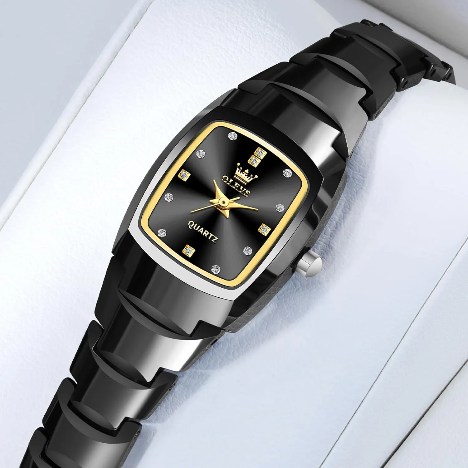 Wrists Gold/Silver/Black/Rose Gold OLEVS Watches for Women Small Square Face Ladies Watches microorganism ambivalent mechanism Waterproof Tungsten Steel Dainty Dress Rectangle Female Womens Wrist Watches for Small 