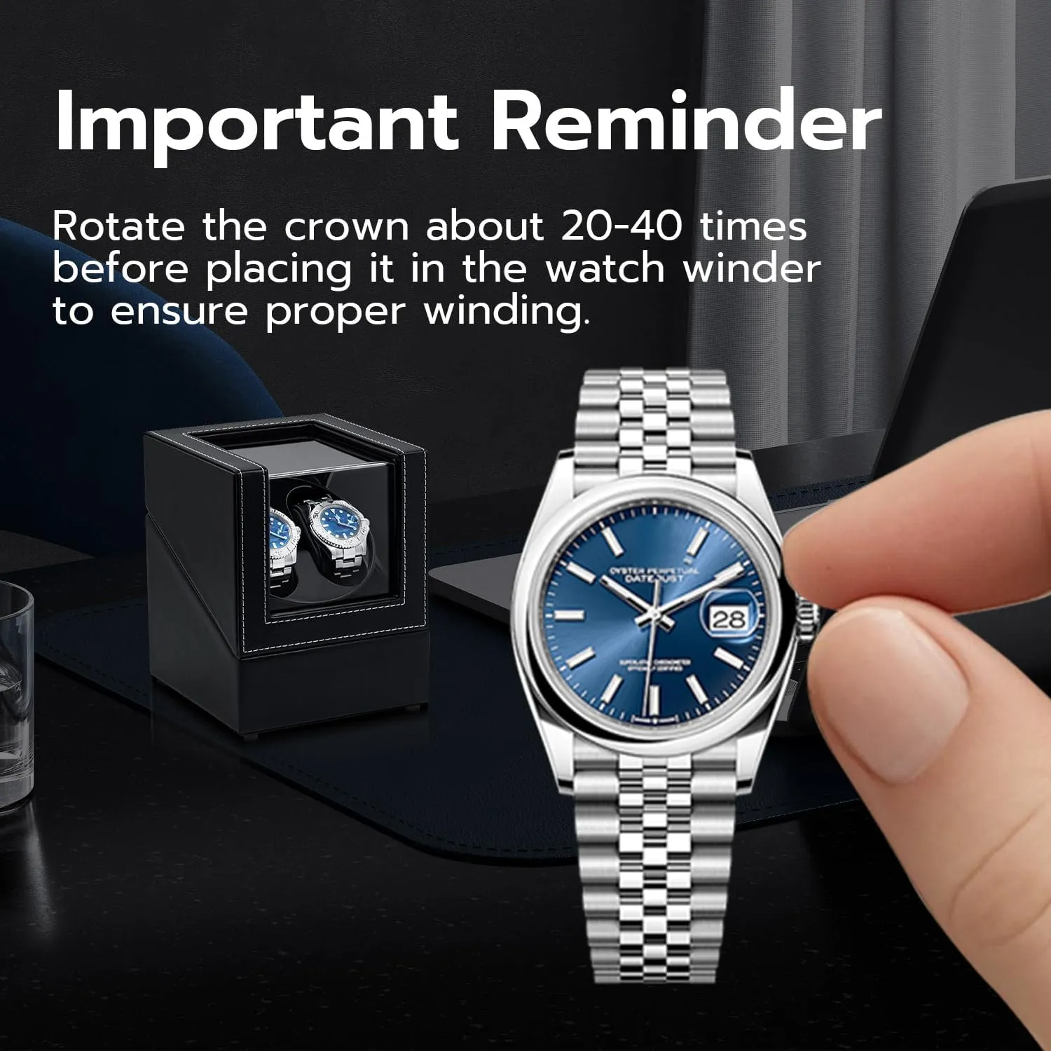 Wristwatch Box with 2 Slots (Black) Mcbazel Watch Winder for Automatic Watches, Double Automatic barrel eventually Watch Winder Box, Automatic Watch Display Storage Rotation 