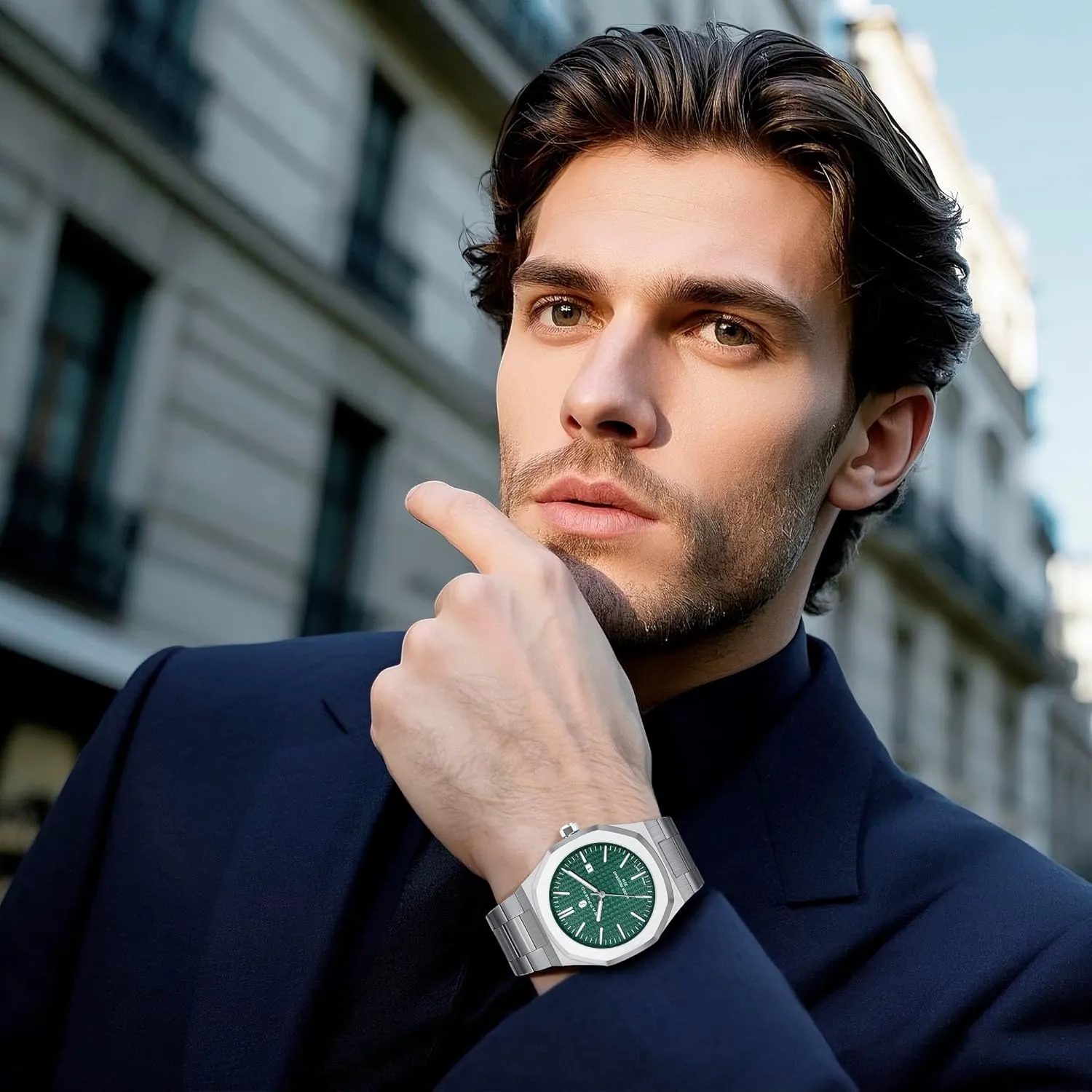 Wristwatch Gift for Men SOPPHERO Mens Watches Stainless Steel Quartz Watch for Men 30M Waterproof Date jolt reorient Clock Fashion Business 