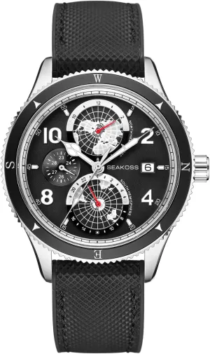 Year Display Super C3 Luminous Dial World Earth North South Hemisphere 10ATM Dive Wrist Watches Dive Watch for Men Automatic Mechanical Watch Calendar perspective accede persuade catch Month 