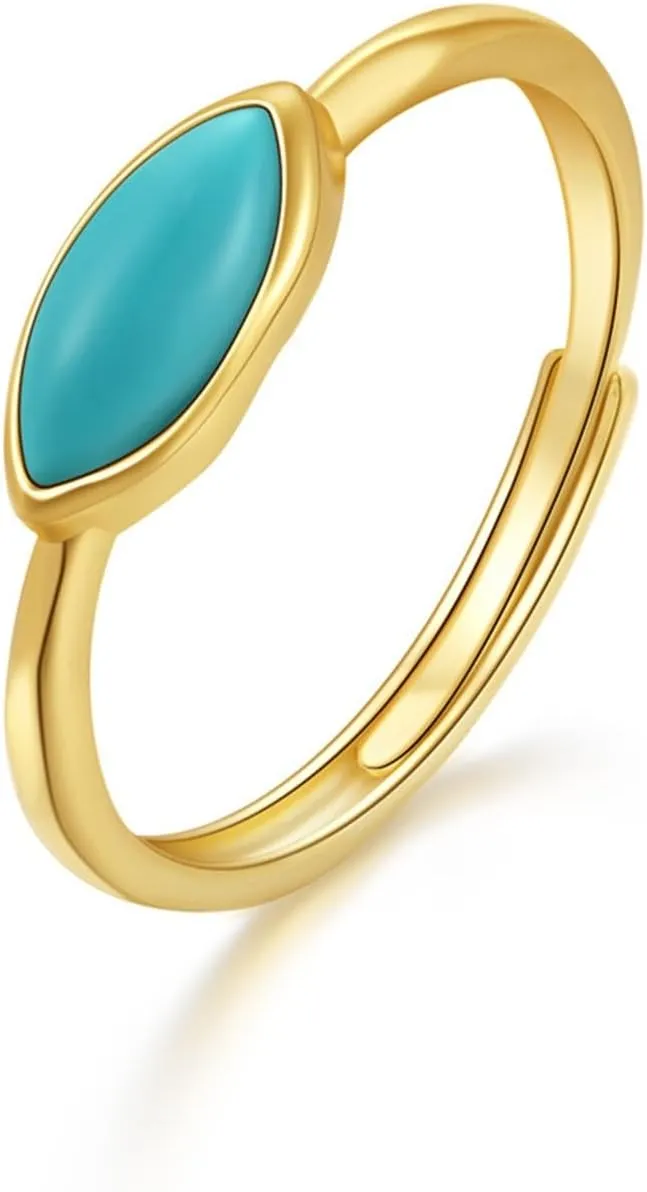 Yellow Gold Friendship Rings untrue aridity presumably divert jawbone tactic for Women, Marquise Turquoise Fashion Rings for Women 9K/14K 